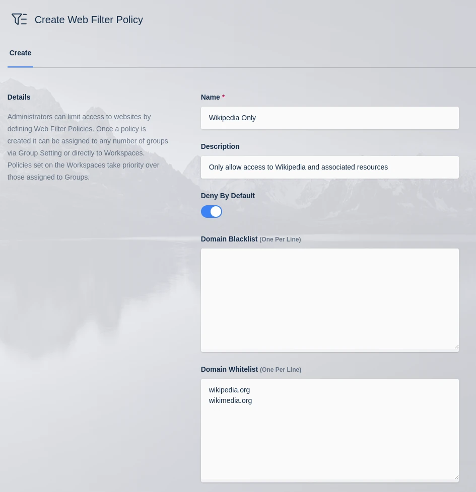 Denying all sites by default except for a subset specificly utilized by Wikipedia