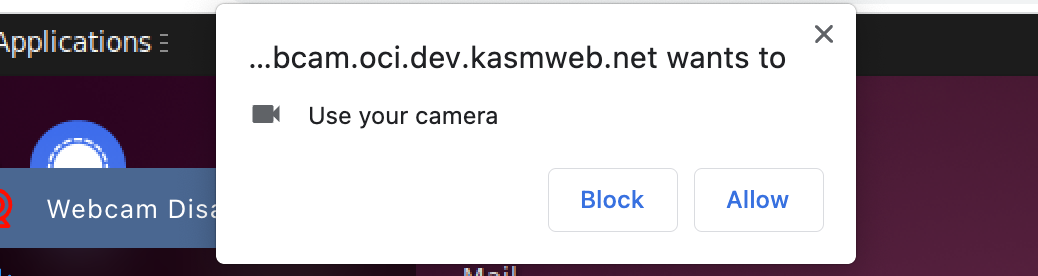 Webcam Permission Pop-Up Box