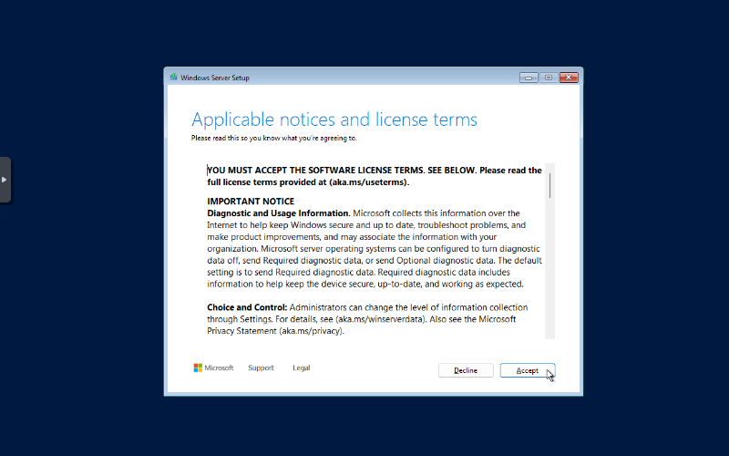 Windows 2025 Accept License