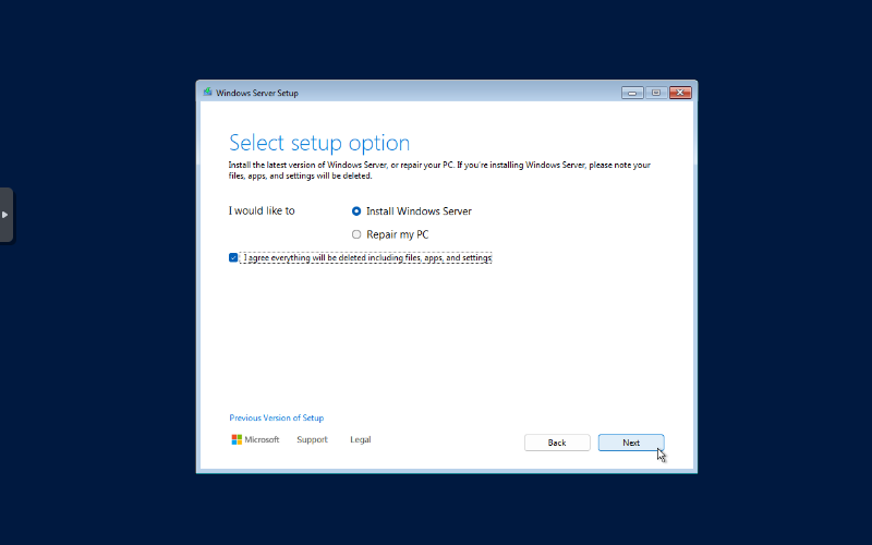 Windows 2025 Setup Options