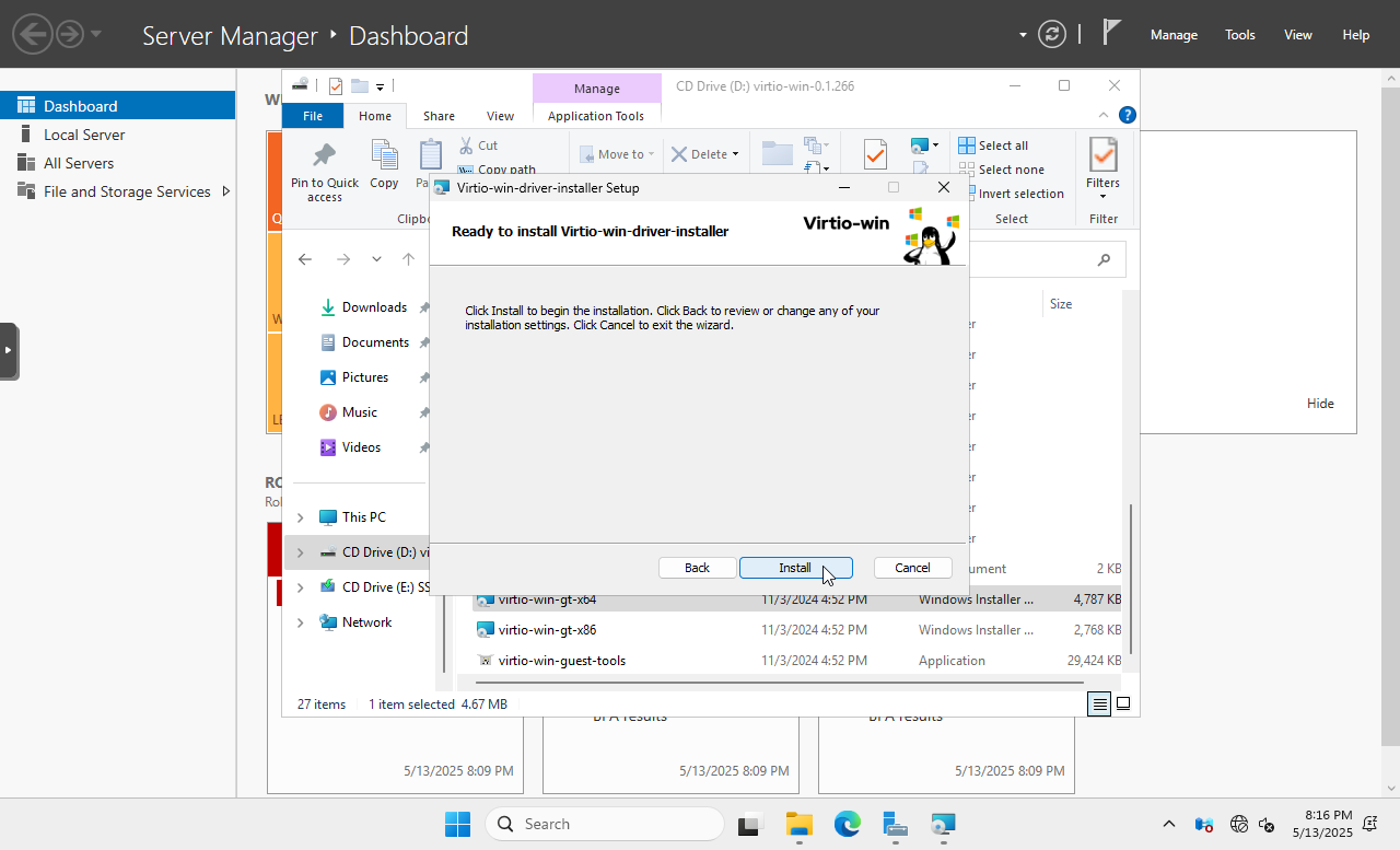 Windows 2025 Install VirtIO Drivers