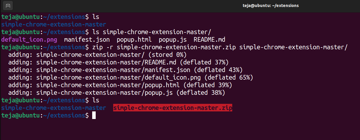 Zip source code files with zip command