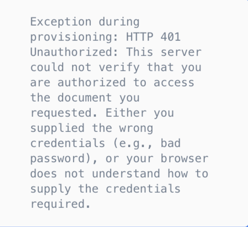 401 Unauthorized Error