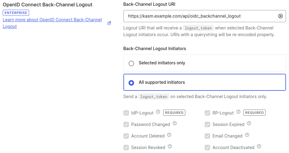 Back-Channel Logout URI