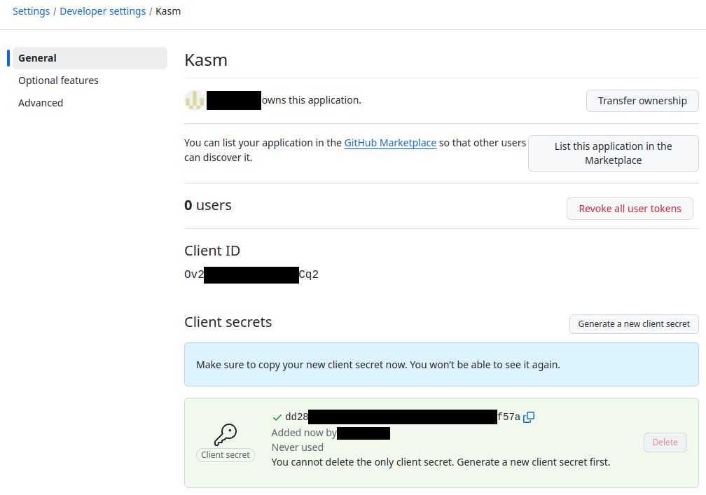 Client ID an Client Secret