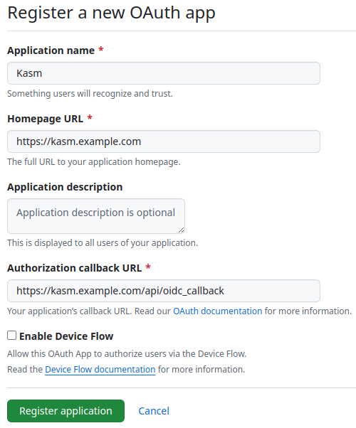 New OAuth Application