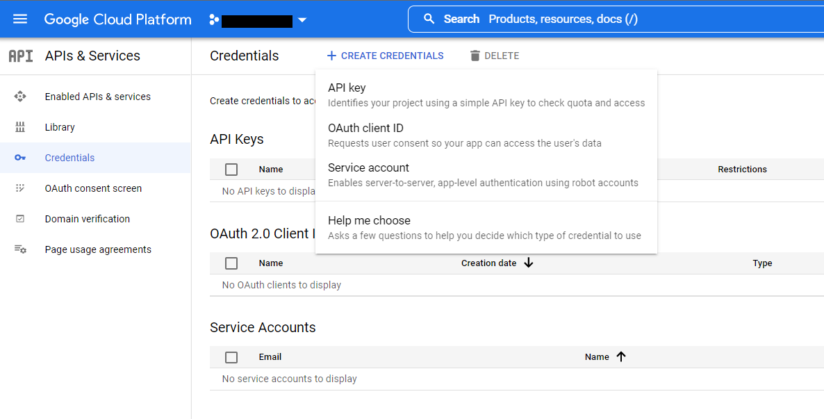 Create Credentials