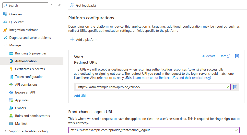 Front-channel Logout URL