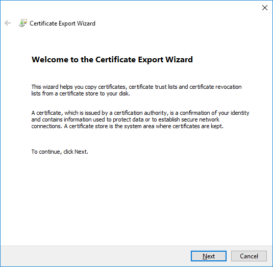 Export Certificate
