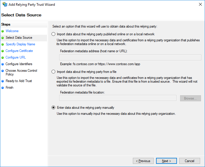 Relaying Party Manually
