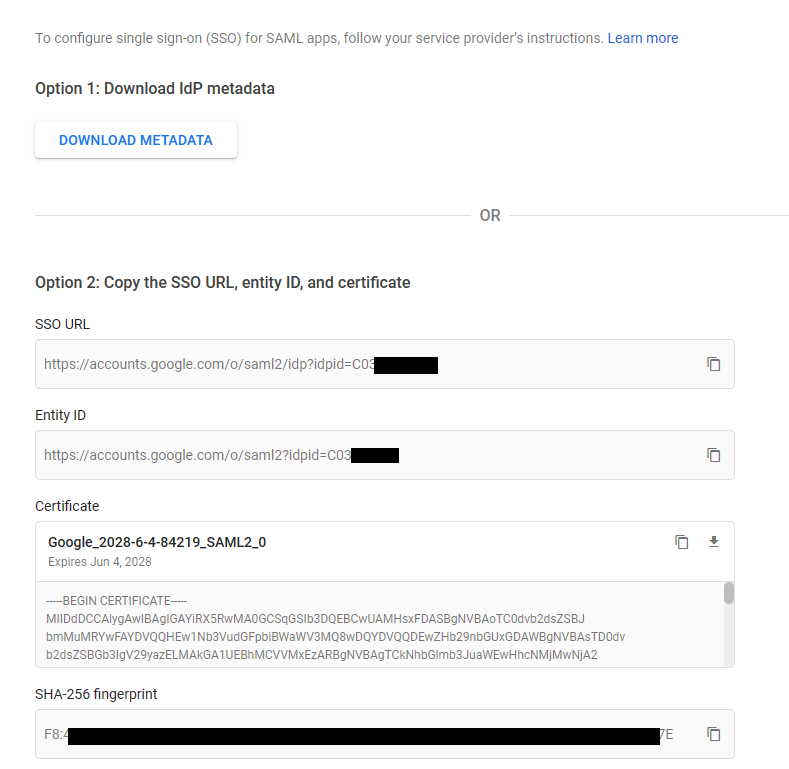 Google IdP Information
