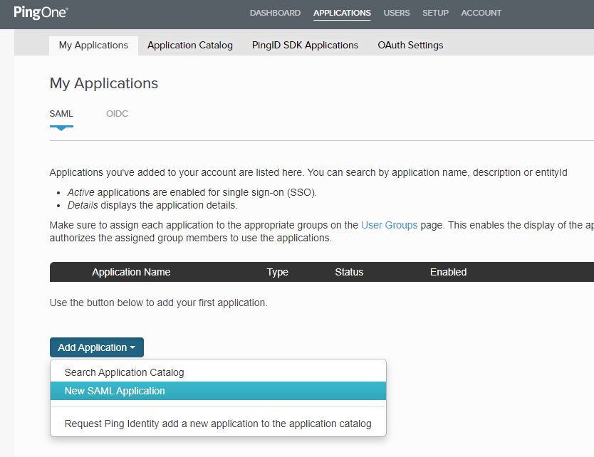 Add SAML Application