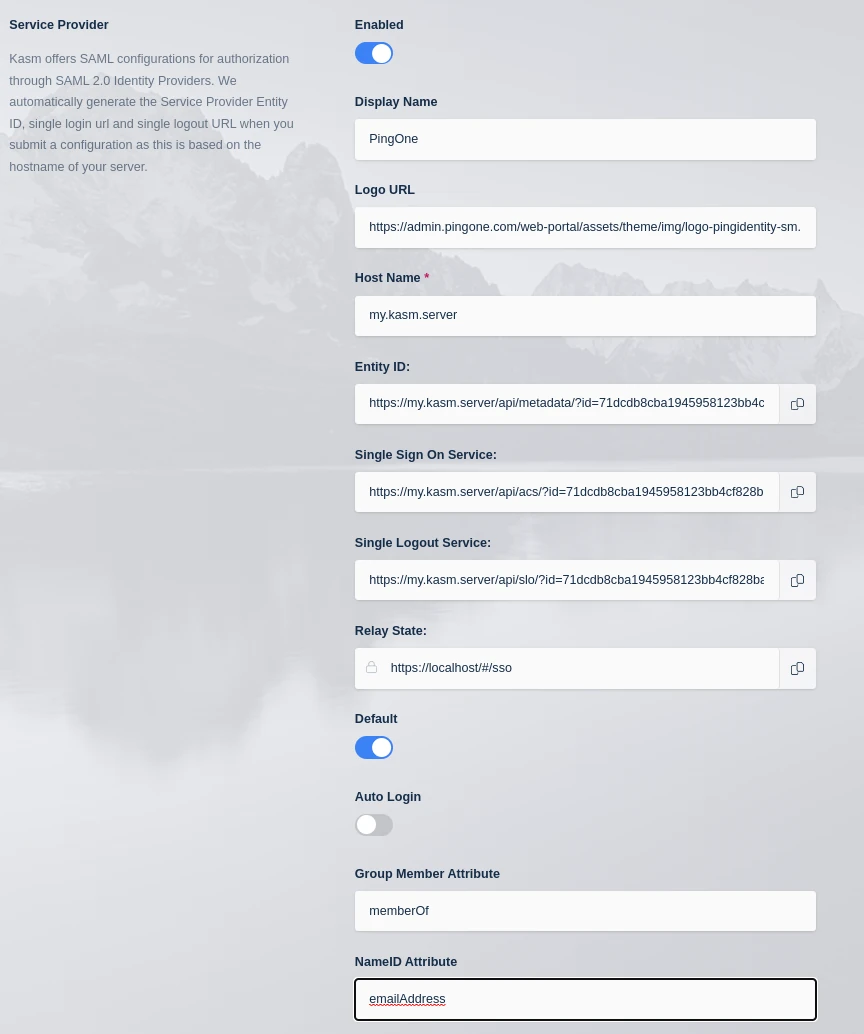 Kasm SAML Configurations