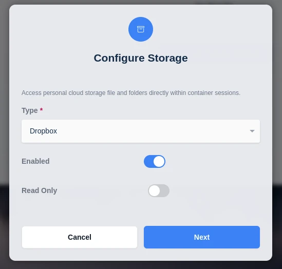 Configure the Dropbox storage mapping