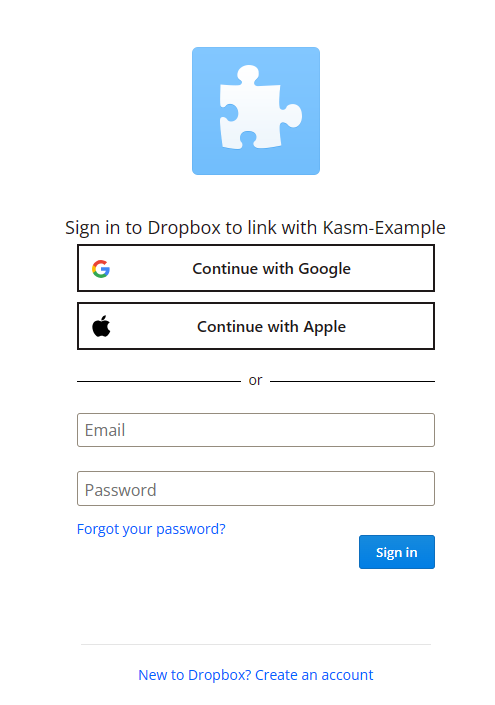 Log in to Dropbox