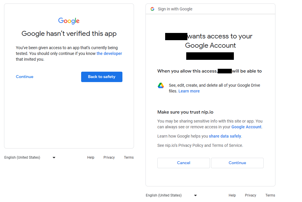 Approve Kasm access to Google Drive