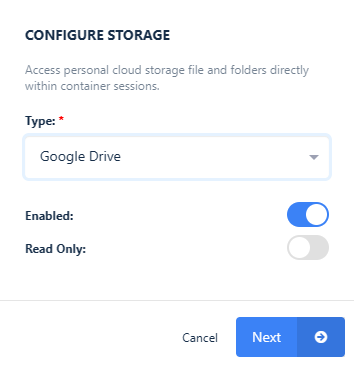 Configure the Google Drive storage mapping