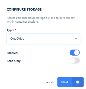 Configure the OneDrive storage mapping