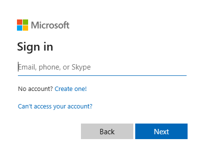 Log in to Microsoft