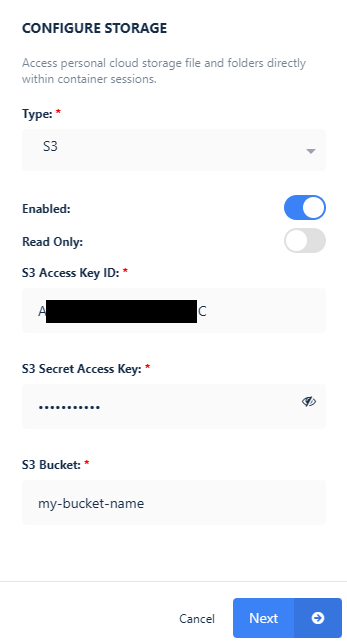 Configure the S3 storage mapping