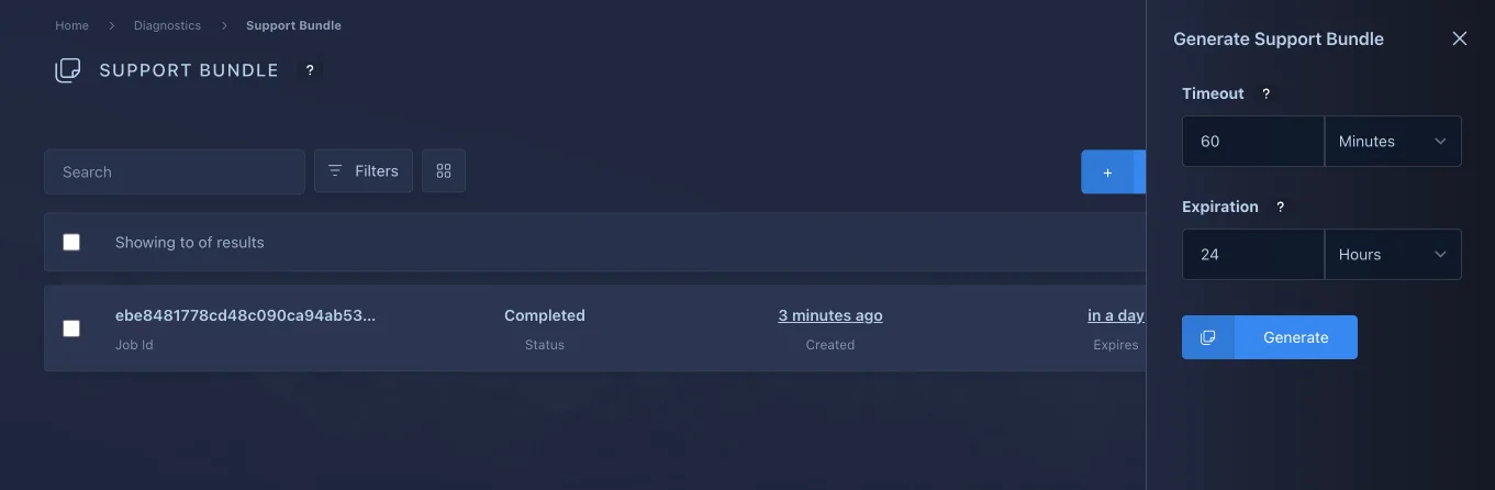 Support Bundle Generation