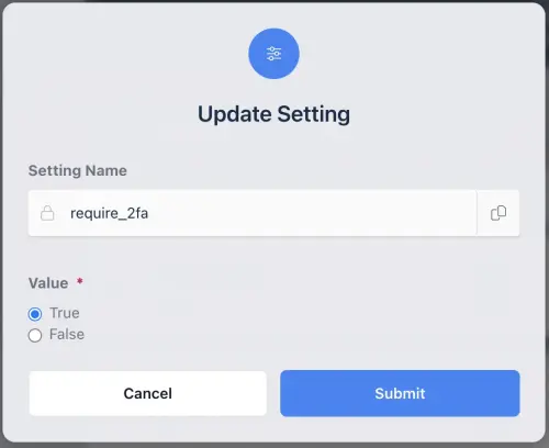 Require Two Factor Authentication Group Setting